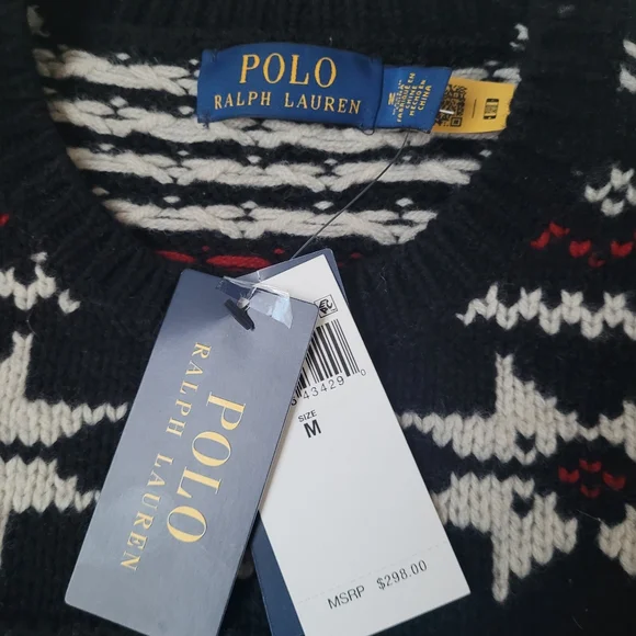Polo Ralph Lauren Skier Graphic Crew Neck 100% Wool Sweater